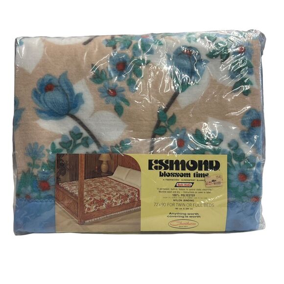 Esmond‎ Blossom Time Fiberwoven Screenprint Polyester Floral Blanket 72 x 90 - Picture 1 of 10